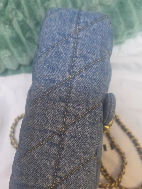 Coach Quilted Tabby 20 Denim Shoulder Bag with Brass 'C' - Blue Denim - Picture 11 of 16